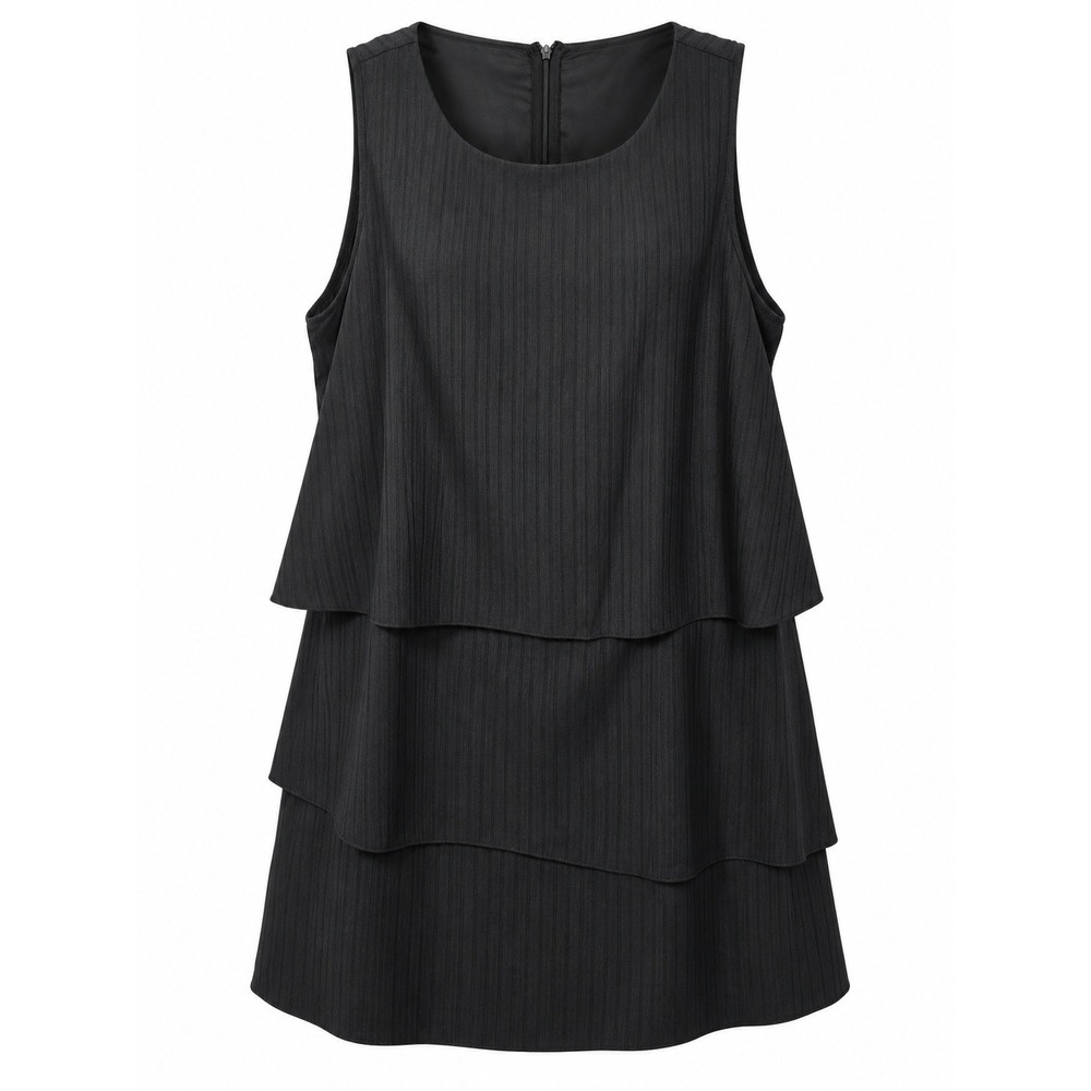SHEIN Curve Women's 2XL Black Tiered Sleeveless Ribbed Shift Dress